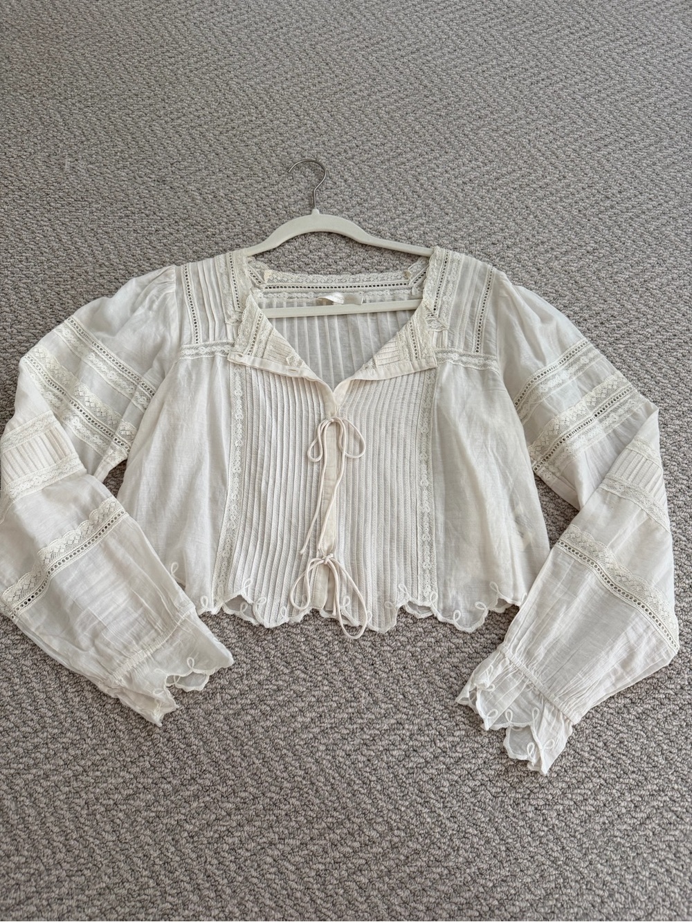 LoveShackFancy Sanra Cream Blouse